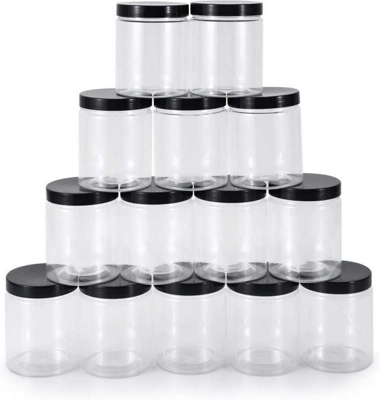 DOLASO 14 Stück 250 ml Kunststoffbehälter mit Deckel, lebensmittelechte PET-Kunststoffbehälter, auslaufsichere Vorratsbe...