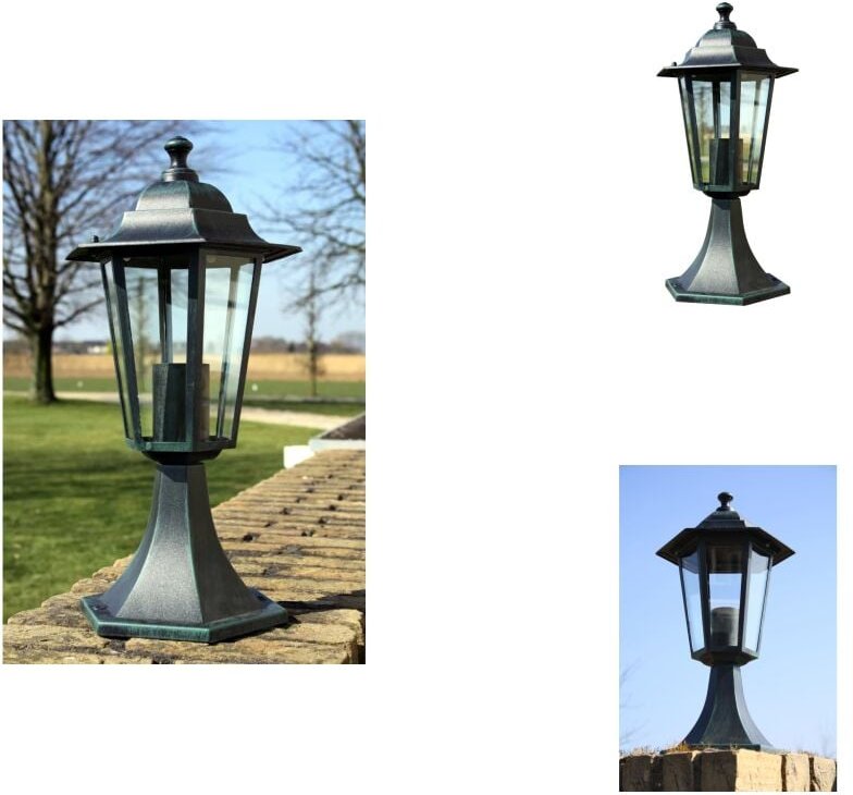 Gartenlaterne Dunkelgrün/Schwarz Aluminium - Gartenleuchte - Außeleuchte - LED-Lampe - Dekobeleuchtung - Alu-Laterne