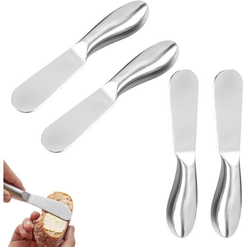 4-teiliges Butter- und Käsemesser-Set aus Edelstahl – Küchenhelfer zum Schneiden und Bestreichen von Butter, Käse und Ma...