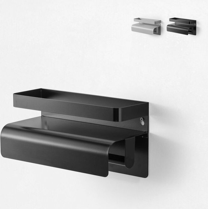 Moderne Küchenregal Gef mit Metall-Küchenrollenhalter - Schwarz