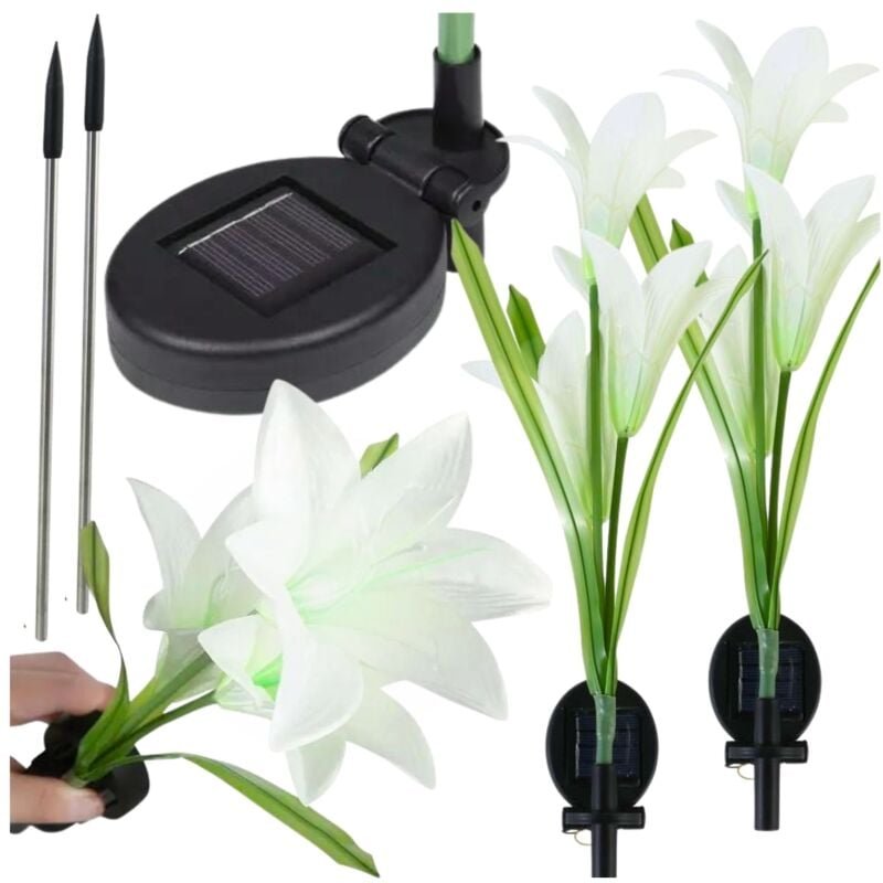 Solar-LED-Lampen-Set (2er-Pack) für Gartenblumen, IP 44, GoGarden