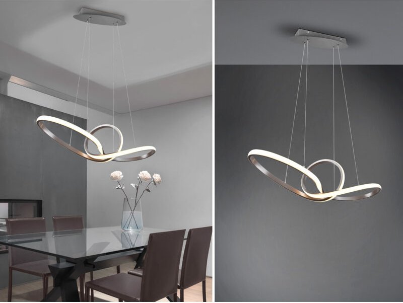 Thumbnail - Led Pendelleuchte sansa Silber geschwungen dimmbar, Breite 80cm