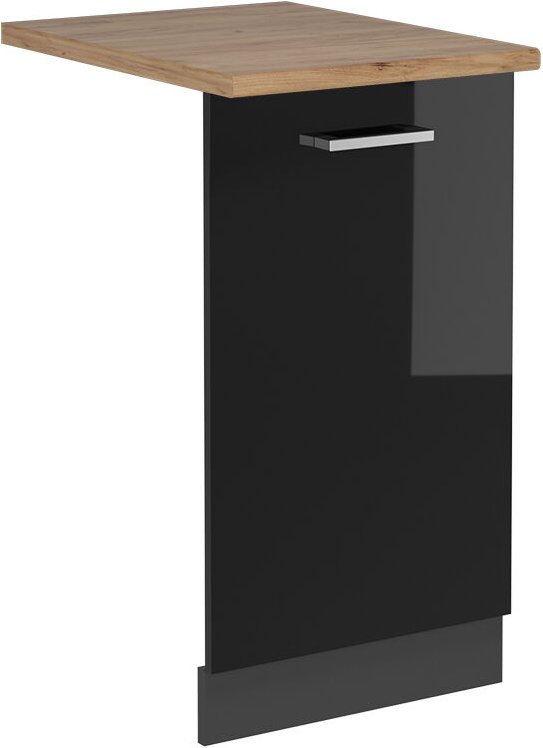 Geschirrspülblende R-Line, Schwarz Hochglanz, 45 cm , AP Eiche, Vicco
