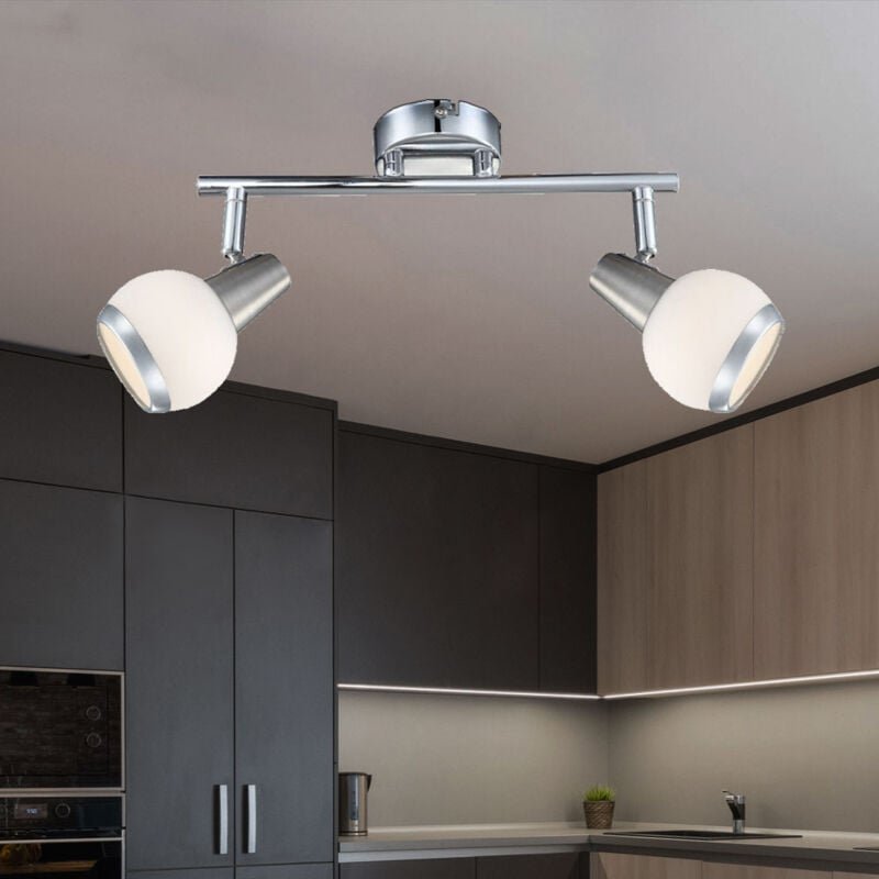 Thumbnail - Deckenlampe 2 flammig LED Wohnzimmerlampe Deckenleuchte, Glas Spots schwenkbar, 2x LED 3 Watt 300 Lumen warmweiß, L 30 c...