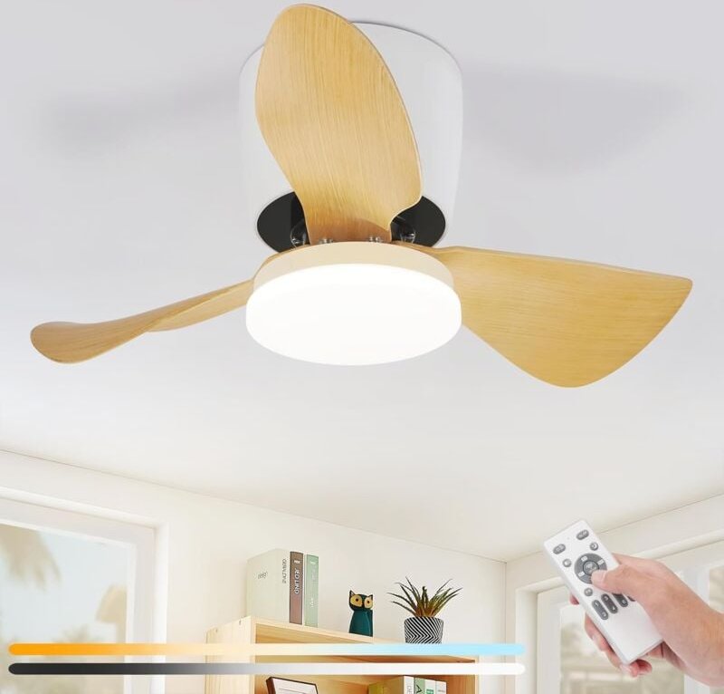 Deckenventilator Mit Beleuchtung und Fernbedienung - 23W led Dimmbar Deckenleuchte mit Ventilator Leise 70CM Ventilator ...