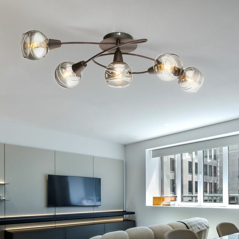 Globo - Deckenleuchte mit Glas Strahler Kugel bronze rauch Deckenlampen Glaskugeln Esstisch led, Metall, 5x 4W 196lm 300...