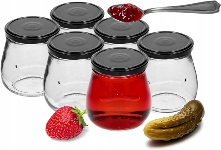 Einmachgläser mit schwarzem Deckel, 6 Stück, 500 ml