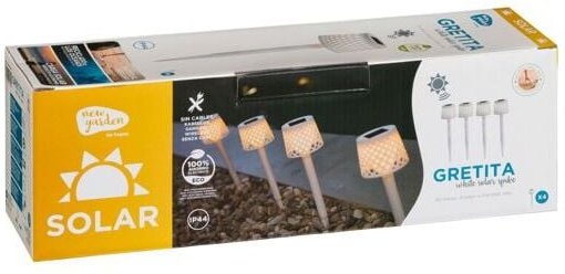 New Garden Gretita Solar Erdspieß Leuchte, 4er Pack Weiß