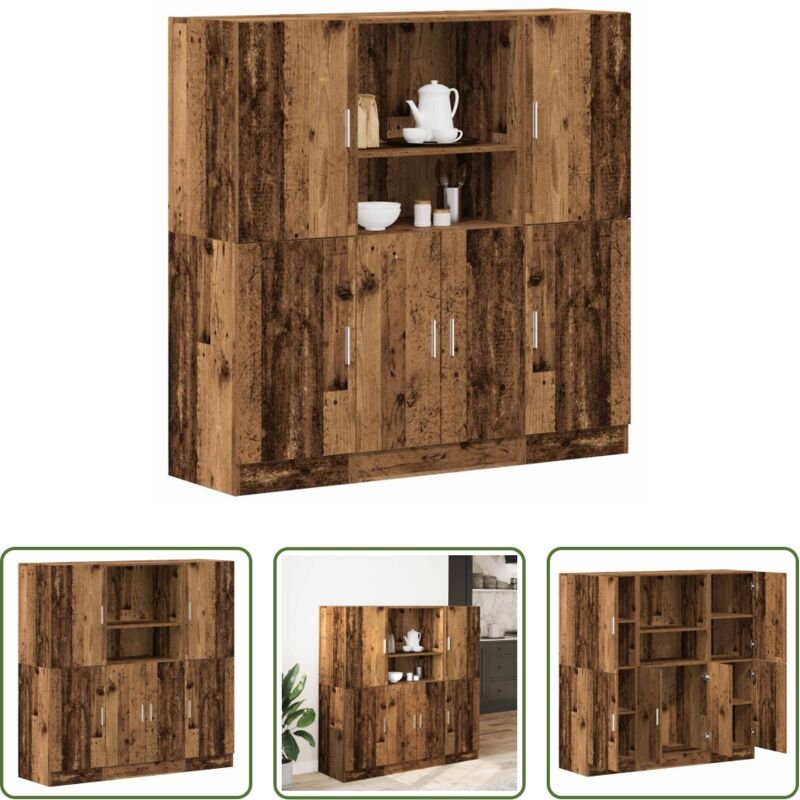 Küchenmöbel - 3-tlg. Küchenschrank-Set Altholz-Optik Holzwerkstoff