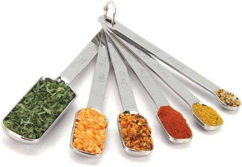 Ulisem Robuste Messlöffel aus Edelstahl für trockene oder flüssige Lebensmittel, passend für Gewürzgläser, 6er-Set