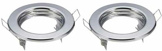 V-TAC VT-778-CH Einbaustrahlerhalter GU10 und GU5.3, rund, Chromfarbe, Box mit 2 Strahlerhaltern – 3586