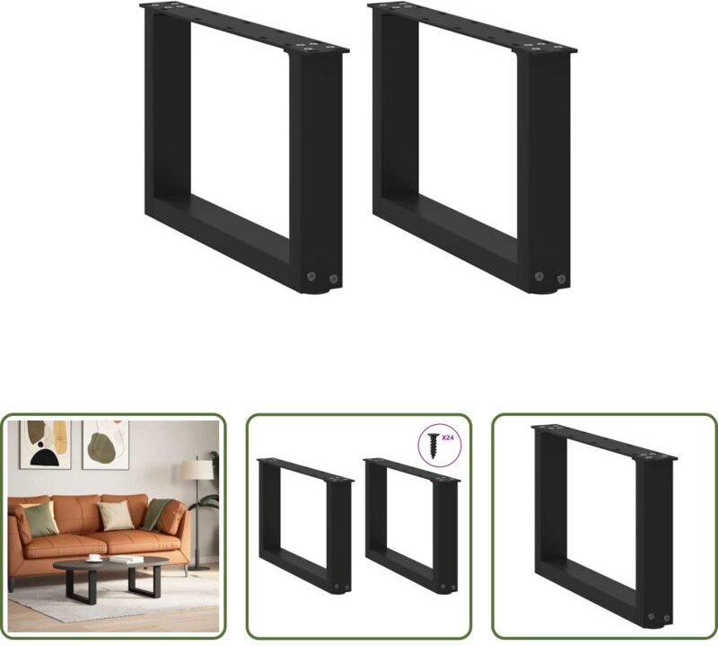 vidaXL Stahlbeine - Couchtischbeine U-Form 2 Stk. Schwarz 50x(30-31) cm Stahl