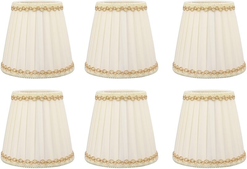 Eosnow 6-teiliges Set, kleiner Lampenschirm, moderner Stoff-Clip-on-Glühbirnen-Kronleuchter-Lampenschirm für Tischwand