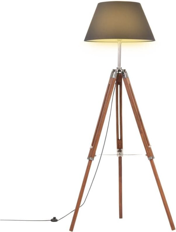 Stativlampe Honigbraun und Schwarz Teak Massivholz 141 cm - Vidaxl