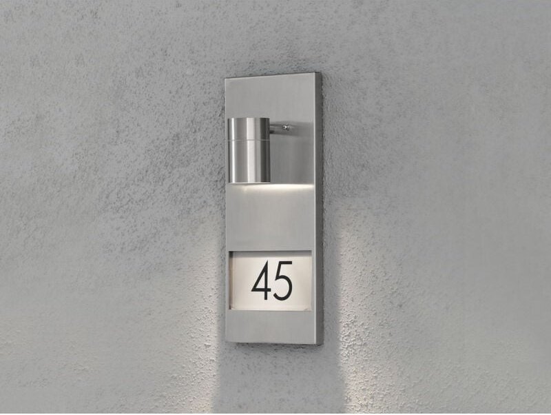 Konstsmide - Große Hausnummernleuchte modena, Außenwandleuchte Downlight, Edelstahl