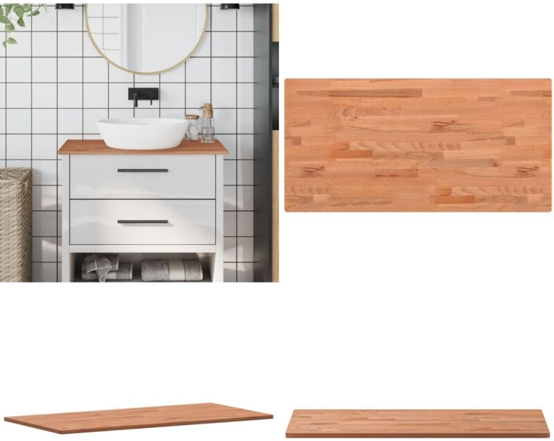 Waschtischplatte 80x40x1,5 cm Massivholz Buche - Buchenholz Waschtischplatte - Massivholz Waschtischplatte