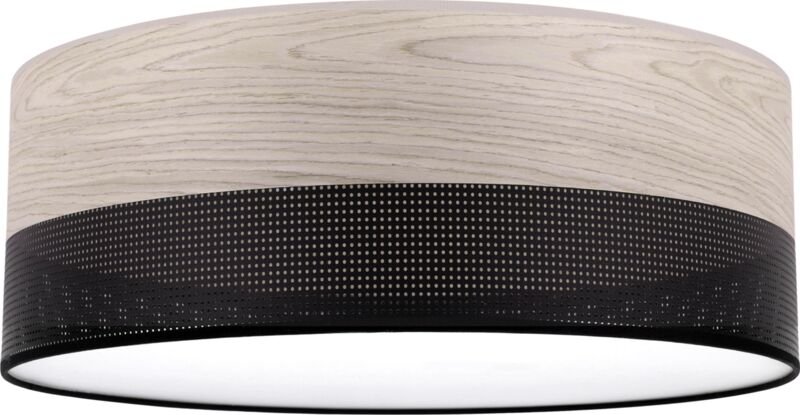 Holz-Plexi-Deckenleuchte Schwarz 40cm Gebleichte Eiche