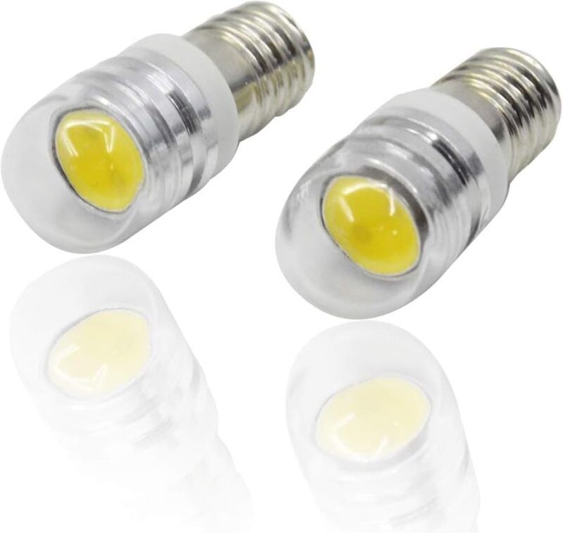 Beijiyi - 4 Stück 12 v E10-Sockel, COB-LED-Glühbirne, 1,5 w, LED-Upgrade-Glühbirne, Ersatz für Scheinwerfer, Taschenlamp...
