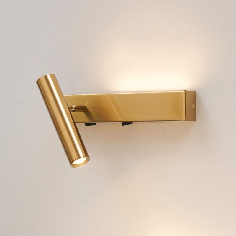 Kosilum - Wand- und Leselampe aus Messing mit Schalter für das Kopfende links - Lodvi