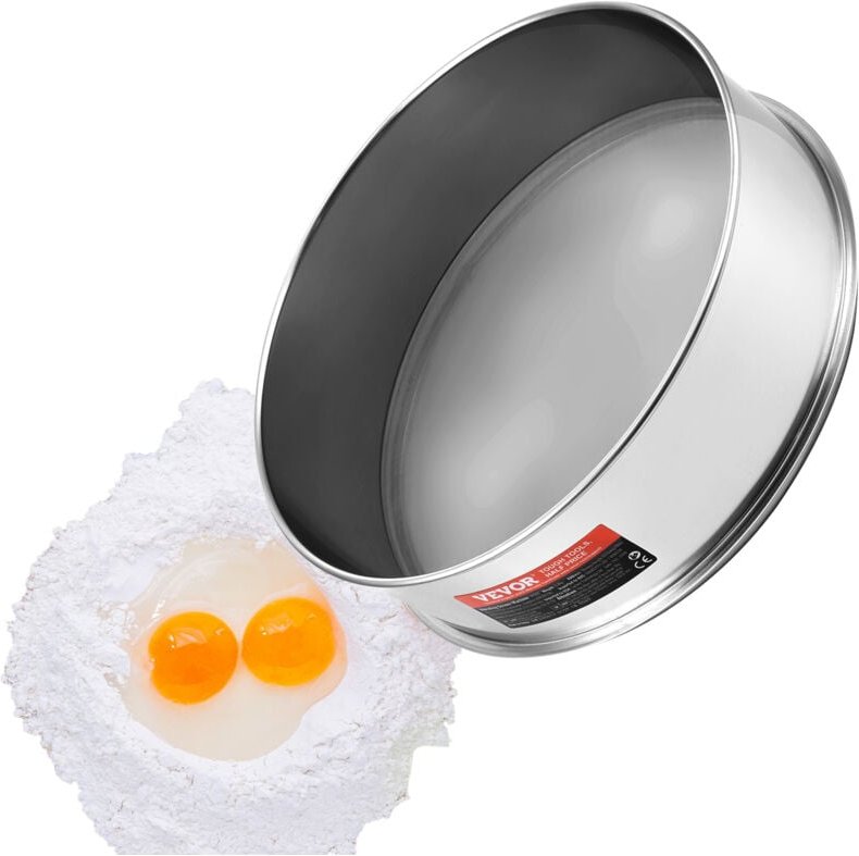 Mehlsieb mit feiner Masche, 80-Maschen-Mehlsieb, 304 Edelstahl-Feinmaschiges Sieb in Lebensmittelqualität, Durchmesser 1...