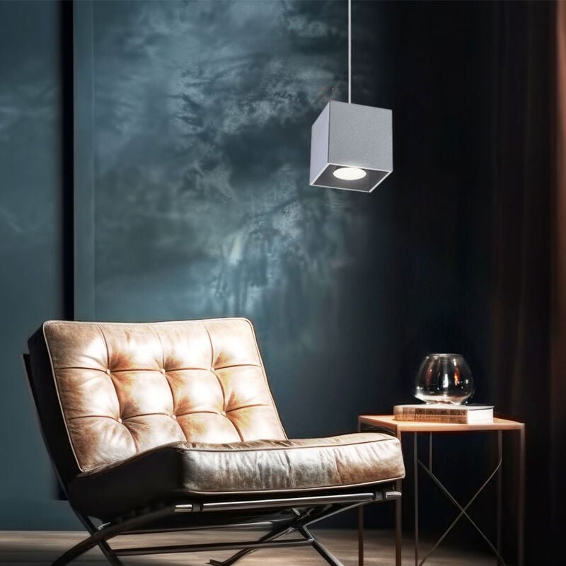 Wohnzimmerlampe modern hängend Hängelampe grau Pendelleuchte Esstisch, Aluminium, 1x GU10, LxH 10x80 cm, Esszimmer, Küch...