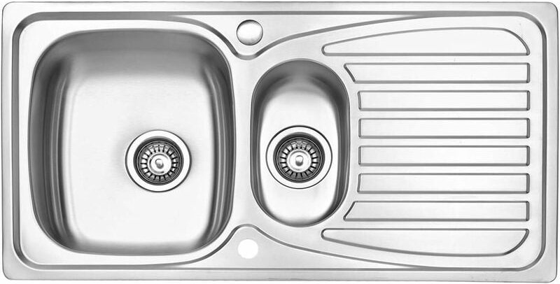 Küchenspülen 1,5 Becken in 304 Edelstahl Einbauspüle, 95 x 50 cm, Umkehrbarem Abtropffläche - Jassferry