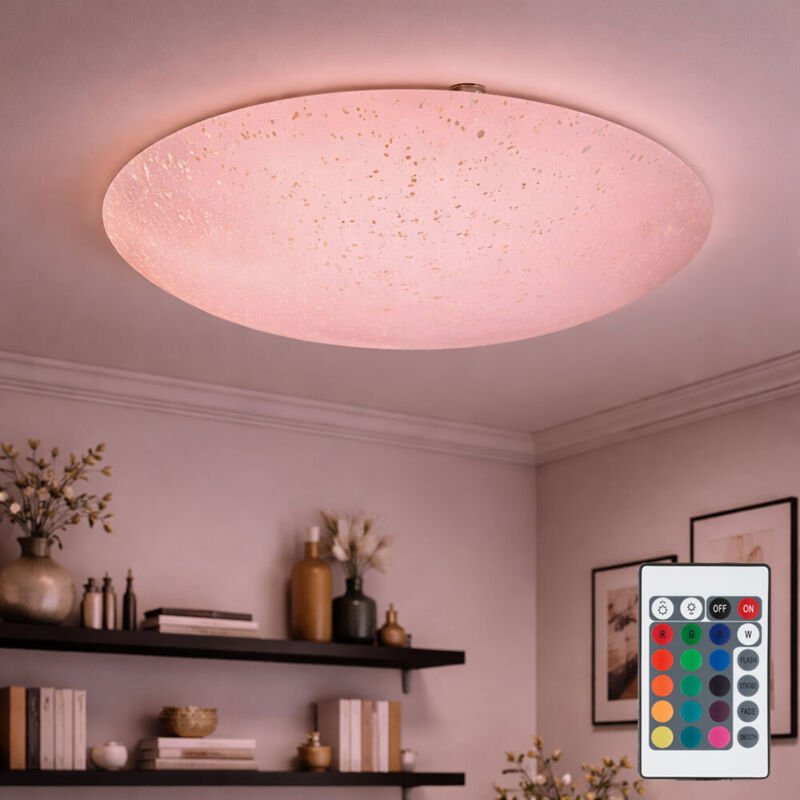 Etc-shop - Decken Leuchte Glas Gelb Fernbedienung rund Strahler Lampe im Set inklusive rgb led Leuchtmittel