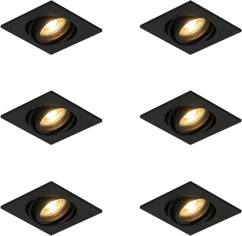 Set mit 6 modernen schwarzen, verstellbaren Einbaustrahlern - Club