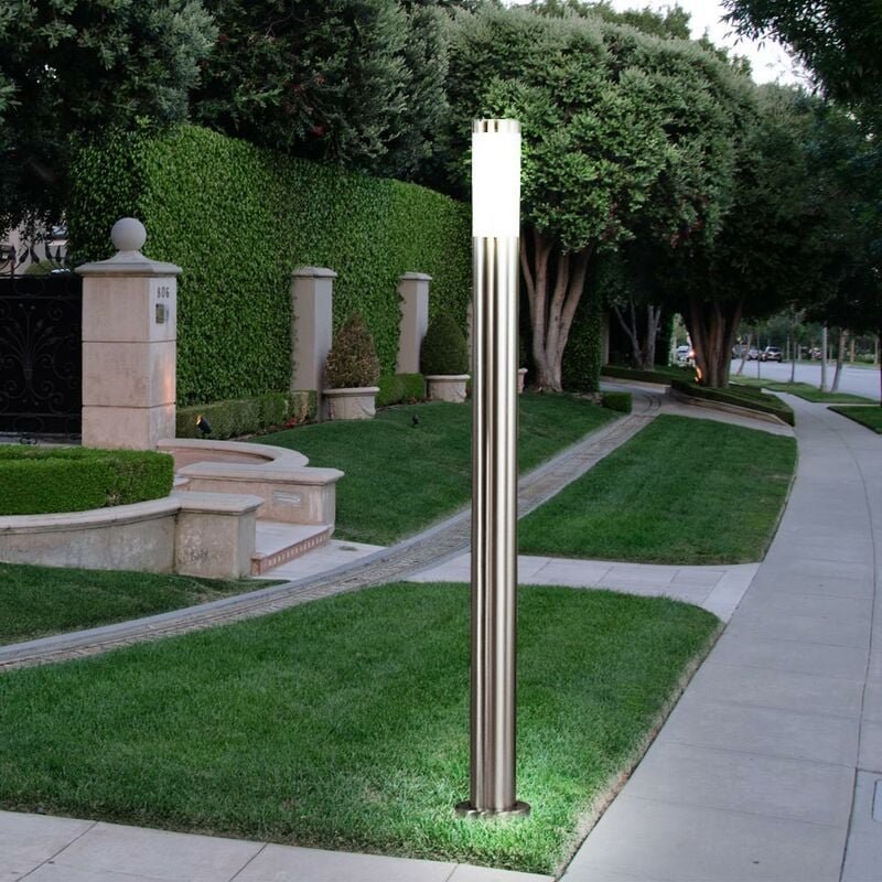 Edelstahl Außen Steh Beleuchtung Stand Lampe Weg Sockel Leuchte im Set inklusive LED-Leuchtmittel