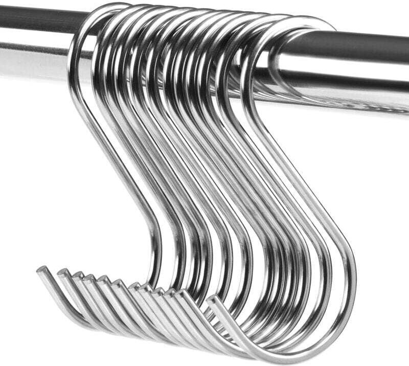 12 S-förmige Haken aus Edelstahl zum Aufhängen von Besteck, ideal für Küche, Büro und Badezimmer.