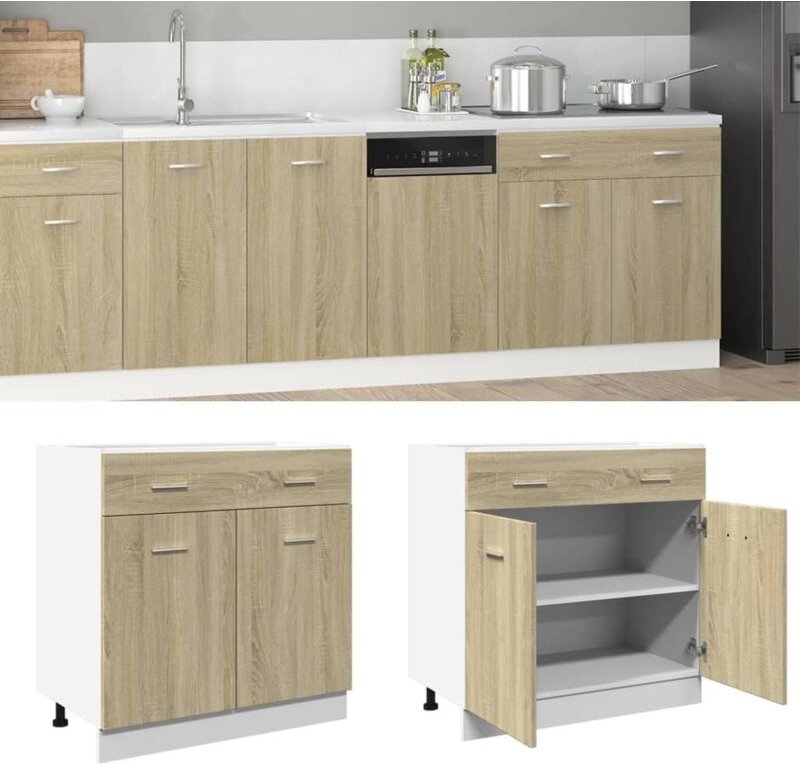 Thumbnail - Schubunterschrank Lyon Sonoma-Eiche 80x46x81,5 cm Holzwerkstoff Vidaxl