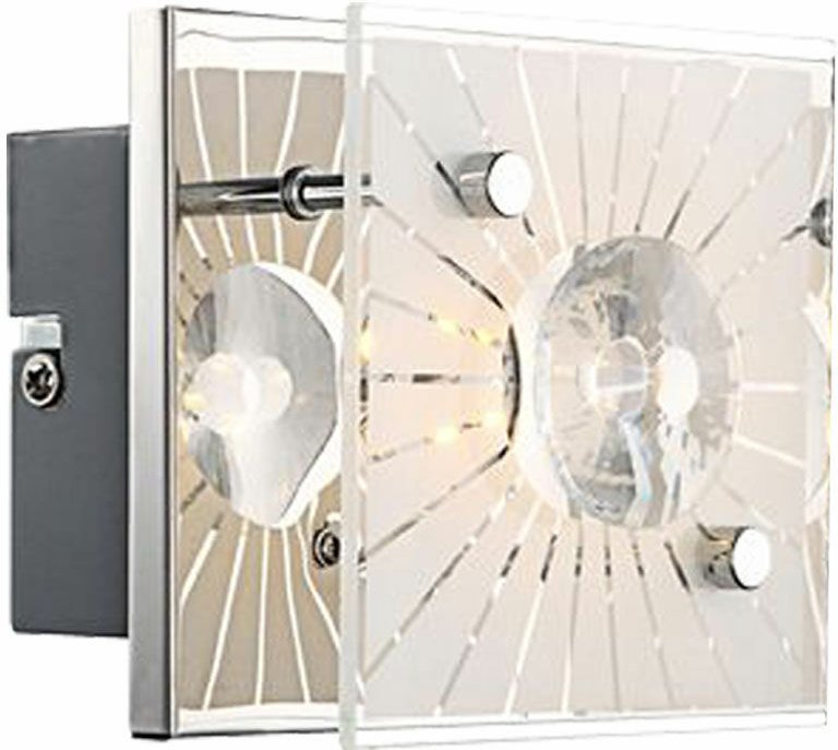 Led Wandlampe Wandleuchte Muster Glas Chrom Kristalle h 10 cm Wohnzimmer Schlafzimmer