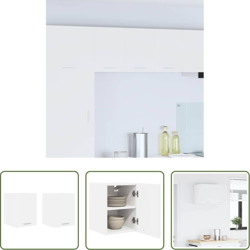 vidaXL Hängeschrank - Hängeschrank mit Tür 2 pcs Weiß 30 x 31 x 40 cm Holzwerkstoff