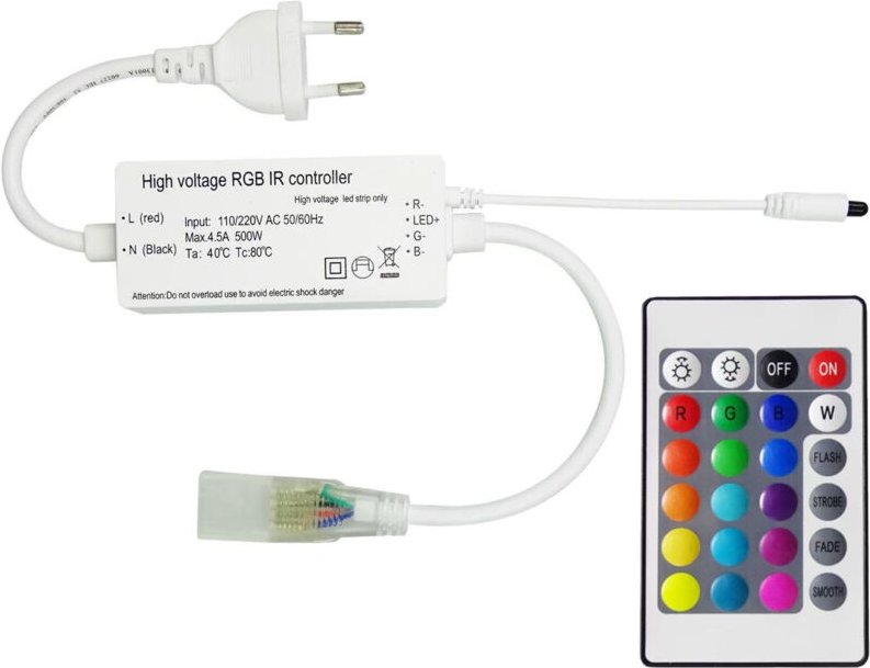 Controller für LED Streifen RGB 220V SMD 14,5mm Breite mit IR Fernbedienung RGB