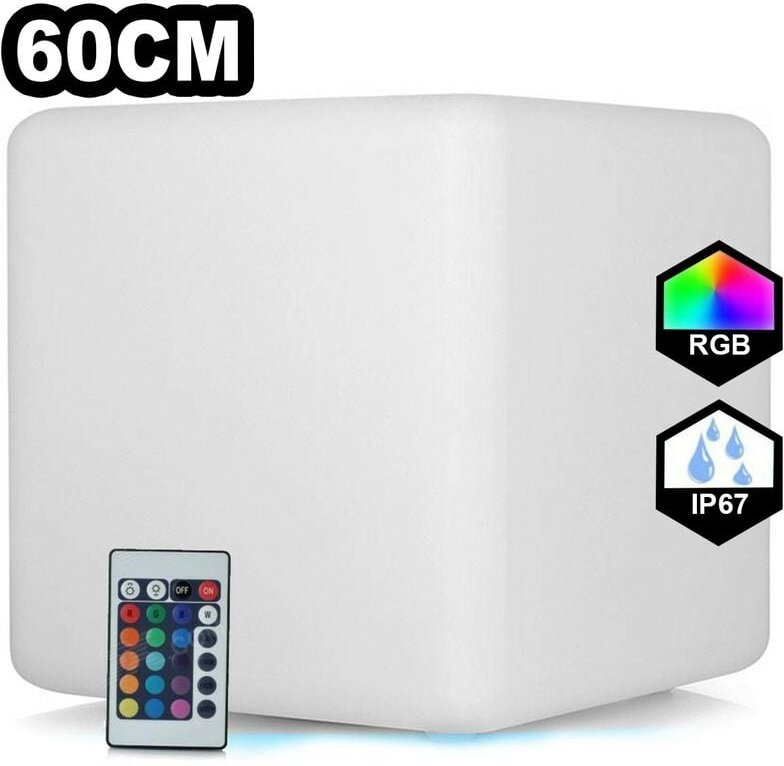 Europalamp - Mehrfarbig leuchtender LED-Würfel 60CM Kabellos wiederaufladbar.