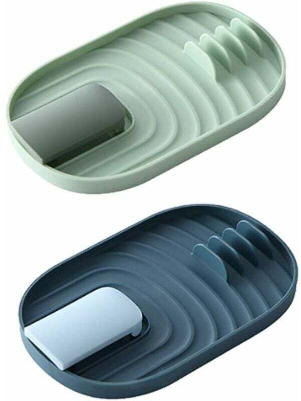 Küchenutensilien-Ablage, 2-teiliger Topfdeckelhalter, Löffelablage für Küchenutensilien, Geschirr, Deckel (Grün und Blau...