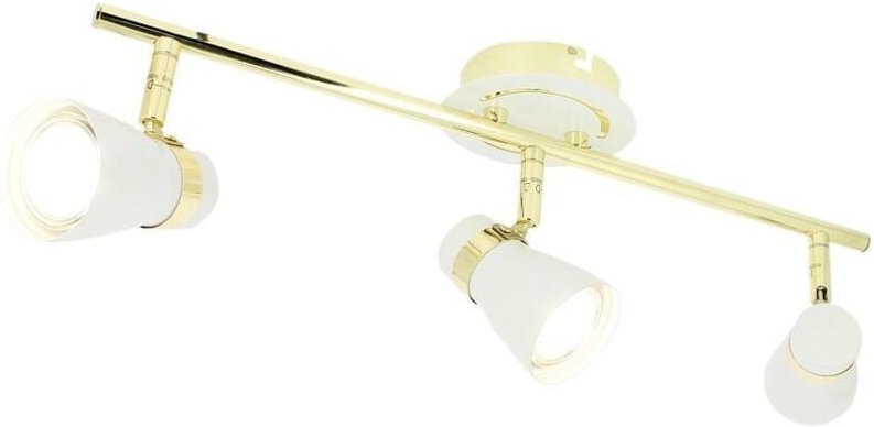 HAMPTON Deckenleuchte 3 Spots GU10 Matt Weiß Messing