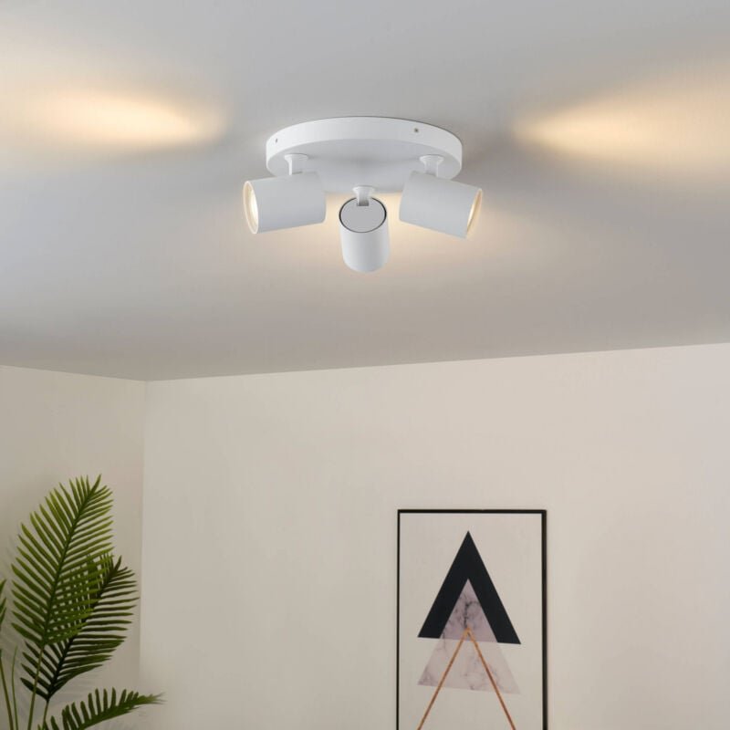 Kosilum - Weiße Deckenleuchte mit drei verstellbaren Spots - Lima