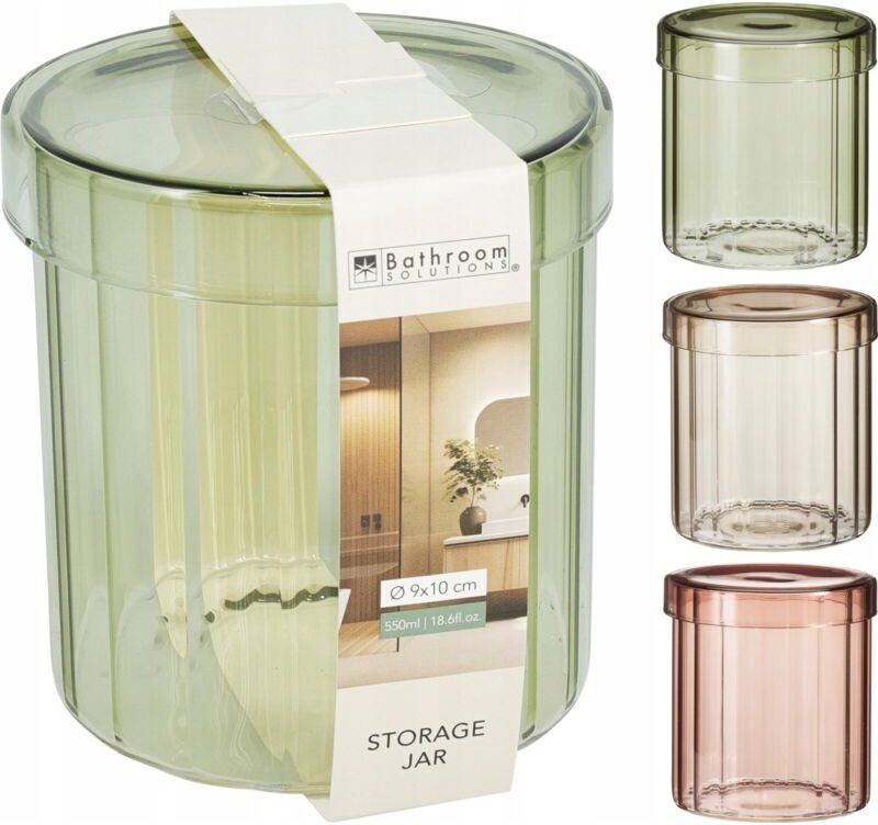 Glasbehälter, Aufbewahrungsglas fürs Badezimmer, Farbmix, 550 ml, 1 Stück.