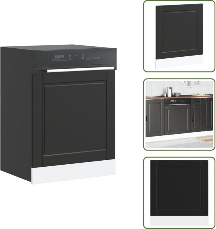 The Living Store - vidaXL Geschirrspülerblende Porto Schwarz 60x1,5x67 cm Holzwerkstoff