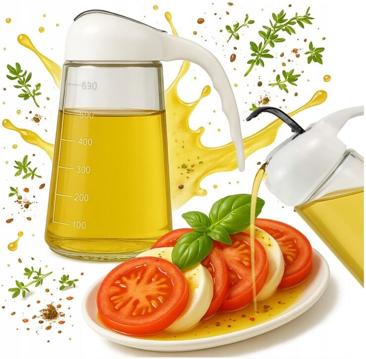 2x Saucenölspender 600 ml mit Skala und Griff Olivenölflasche