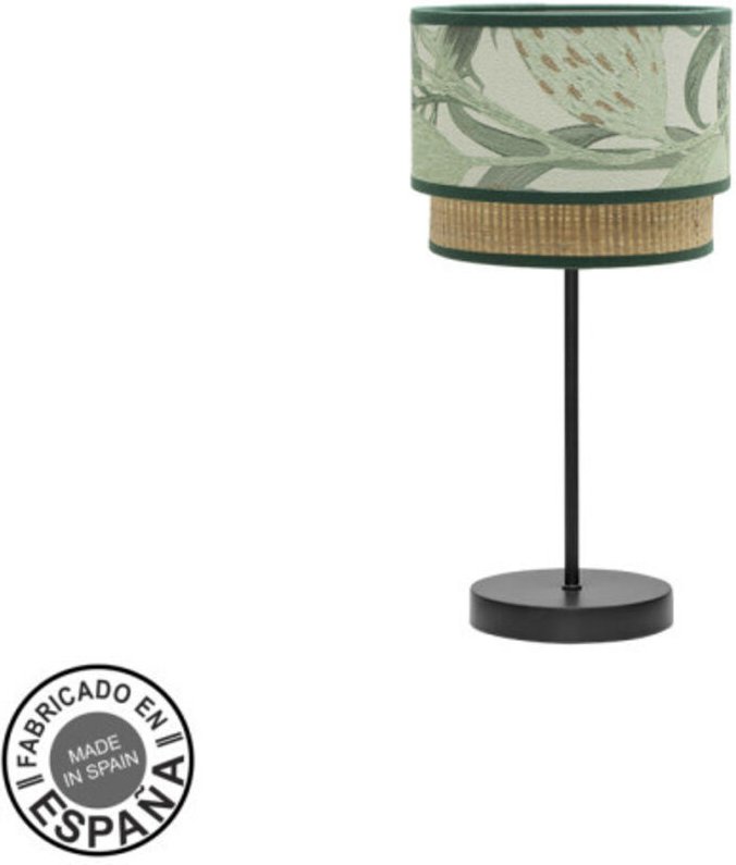 Kleine Tischleuchte de Congo 1xe14 Schwarz/grün-natur - Fabrilamp
