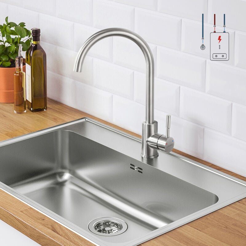 Niederdruck Wasserhahn Küche 360° Drehbar Niederdruck Küchenarmatur aus Edelstahl Armatur Spültischarmatur Einhebelmisch...