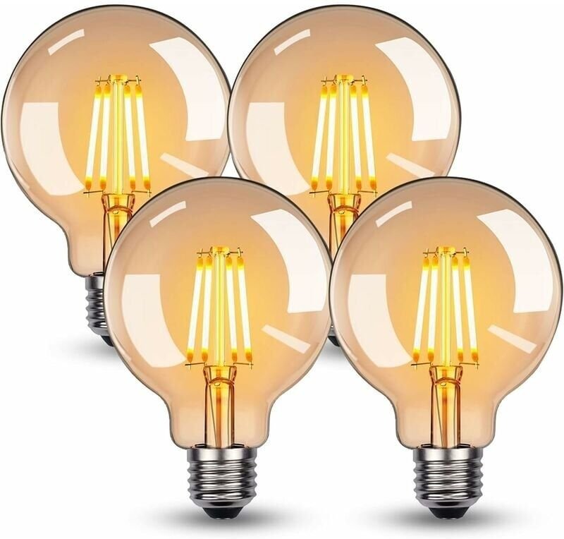 E27 LED-Glühbirne, E27 Vintage-Glühbirne, 4 W, G95 LED-Glühbirne E27, Warmweiß 2700 K, 360 lm, Edison, dekorative Retro-...