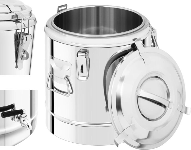 Thermobehälter Edelstahl Thermobox Warmhaltebehälter Speisen Ablasshahn 12 l