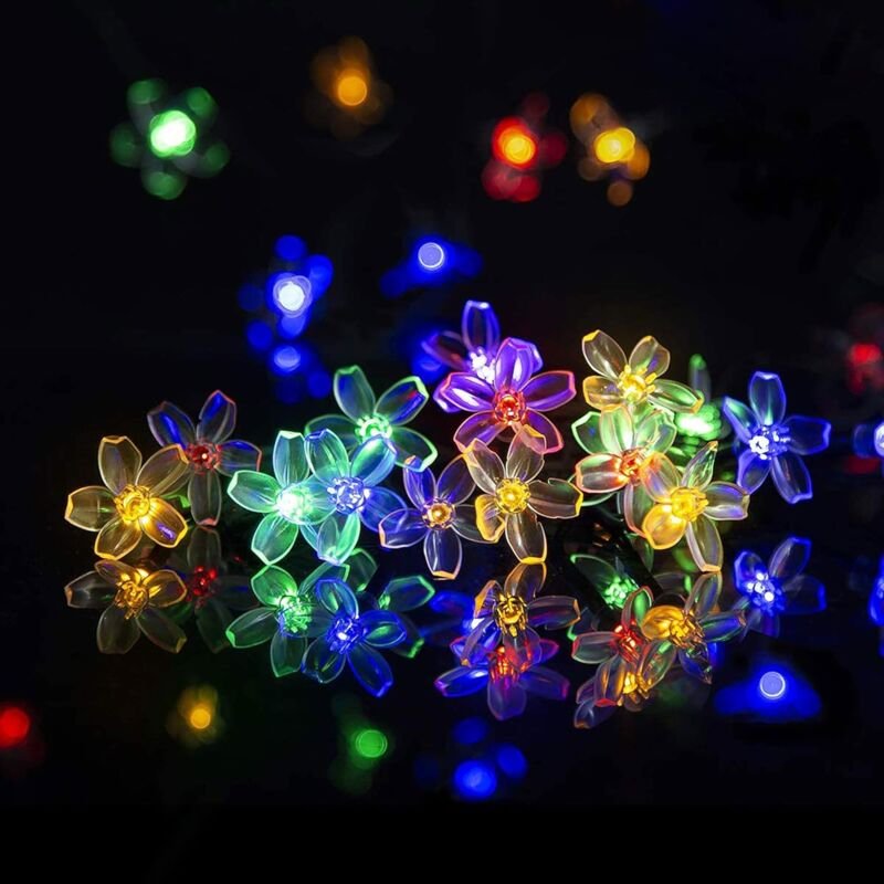 Solar-Blumen-Lichterkette, 2 Stück, 23 Fuß Solar-Lichterkette, je 50 LEDs, Solar-Lichterkette für Hof, Garten, Baum, Zau...