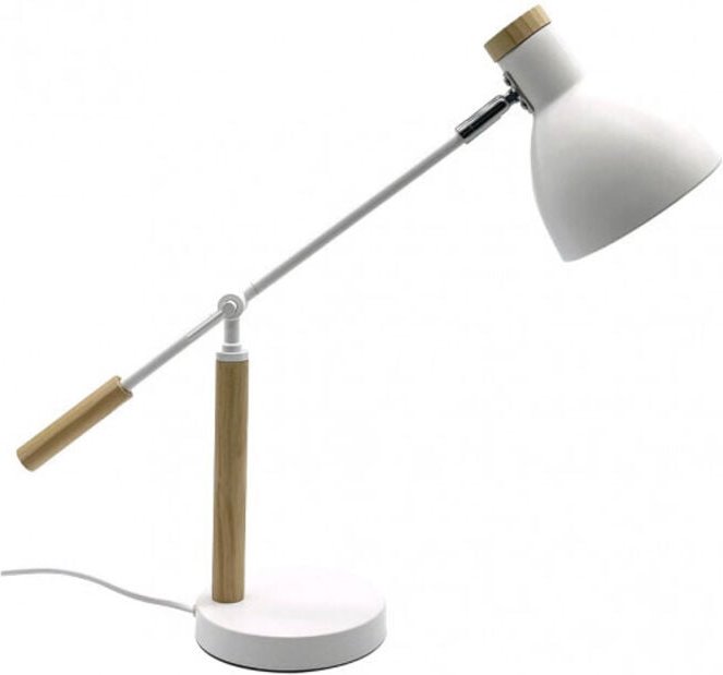 Fabrilamp - Biel verstellbare Schreibtischlampe 1L weiß/buche 360º schwenkbare Schreibtischlampe