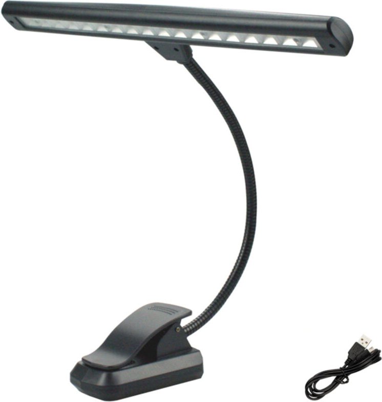 Lampada da lettura ricaricabile con 19 LED, 3 temperature di colore, 2 livelli di luminosità e clip di fissaggio.