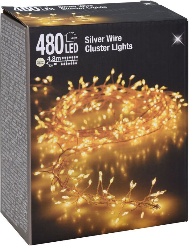 Silver Wire cluster Lights - 480 led / 4,8 m - Draht Büschel Lichterkette für Außen