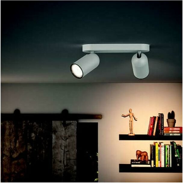 Spot pongee 2 luci attacco gu10 in metallweiss farbe 50582/31/pn 5058231pn